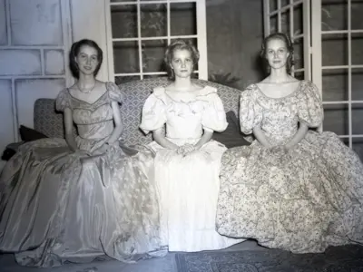 Photograph of the Wishart sisters in costume for a play.