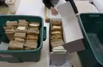 Packing items into acid-free boxes.