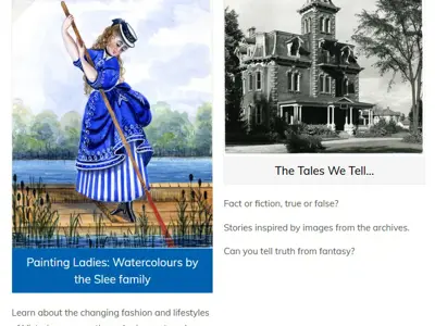 Screenshot of online exhibits