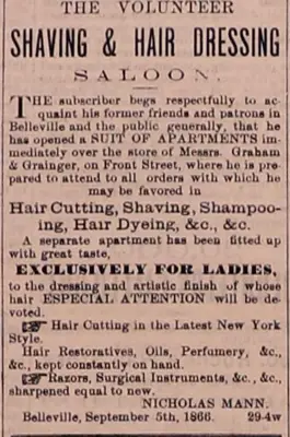 Advertisement for Nicholas Mann's business.