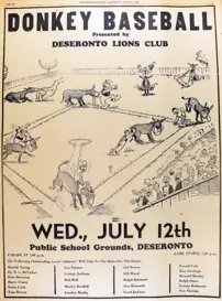 Newspaper ad for a game of Donkey Baseball.